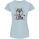 Motorbike Wolf Biker Motorcycle Motorbike Womens Petite Cut T-Shirt Light Blue