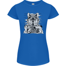 Motorbike Wolf Biker Motorcycle Motorbike Womens Petite Cut T-Shirt Royal Blue