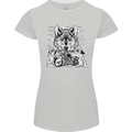 Motorbike Wolf Biker Motorcycle Motorbike Womens Petite Cut T-Shirt Sports Grey