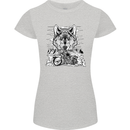 Motorbike Wolf Biker Motorcycle Motorbike Womens Petite Cut T-Shirt Sports Grey