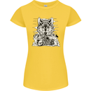 Motorbike Wolf Biker Motorcycle Motorbike Womens Petite Cut T-Shirt Yellow