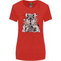 Motorbike Wolf Biker Motorcycle Motorbike Womens Wider Cut T-Shirt Red