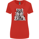 Motorbike Wolf Biker Motorcycle Motorbike Womens Wider Cut T-Shirt Red
