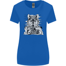 Motorbike Wolf Biker Motorcycle Motorbike Womens Wider Cut T-Shirt Royal Blue