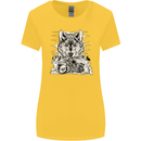 Motorbike Wolf Biker Motorcycle Motorbike Womens Wider Cut T-Shirt Yellow