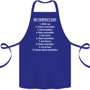 Motorbikes My Perfect Day Biker Motorcycle Cotton Apron 100% Organic Royal Blue
