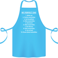 Motorbikes My Perfect Day Biker Motorcycle Cotton Apron 100% Organic Turquoise