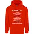 Motorbikes My Perfect Day Biker Motorcycle Mens 80% Cotton Hoodie Bright Red