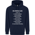 Motorbikes My Perfect Day Biker Motorcycle Mens 80% Cotton Hoodie Navy Blue