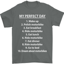 Motorbikes My Perfect Day Biker Motorcycle Mens T-Shirt Cotton Gildan Charcoal