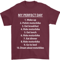 Motorbikes My Perfect Day Biker Motorcycle Mens T-Shirt Cotton Gildan Maroon