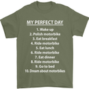 Motorbikes My Perfect Day Biker Motorcycle Mens T-Shirt Cotton Gildan Military Green