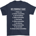 Motorbikes My Perfect Day Biker Motorcycle Mens T-Shirt Cotton Gildan Navy Blue