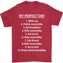 Motorbikes My Perfect Day Biker Motorcycle Mens T-Shirt Cotton Gildan Red