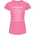 Motorbikes My Perfect Day Biker Motorcycle Womens Petite Cut T-Shirt Azalea