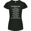 Motorbikes My Perfect Day Biker Motorcycle Womens Petite Cut T-Shirt Black