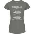 Motorbikes My Perfect Day Biker Motorcycle Womens Petite Cut T-Shirt Charcoal