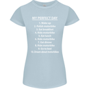 Motorbikes My Perfect Day Biker Motorcycle Womens Petite Cut T-Shirt Light Blue