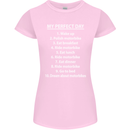 Motorbikes My Perfect Day Biker Motorcycle Womens Petite Cut T-Shirt Light Pink