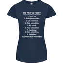 Motorbikes My Perfect Day Biker Motorcycle Womens Petite Cut T-Shirt Navy Blue