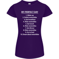 Motorbikes My Perfect Day Biker Motorcycle Womens Petite Cut T-Shirt Purple