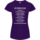 Motorbikes My Perfect Day Biker Motorcycle Womens Petite Cut T-Shirt Purple