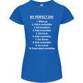 Motorbikes My Perfect Day Biker Motorcycle Womens Petite Cut T-Shirt Royal Blue