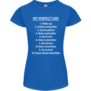 Motorbikes My Perfect Day Biker Motorcycle Womens Petite Cut T-Shirt Royal Blue