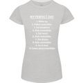 Motorbikes My Perfect Day Biker Motorcycle Womens Petite Cut T-Shirt Sports Grey