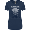 Motorbikes My Perfect Day Biker Motorcycle Womens Wider Cut T-Shirt Navy Blue
