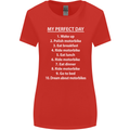 Motorbikes My Perfect Day Biker Motorcycle Womens Wider Cut T-Shirt Red