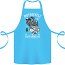 Motorcycle Dirty Garage Motorcycle Biker Cotton Apron 100% Organic Turquoise