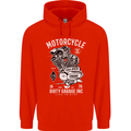 Motorcycle Dirty Garage Motorcycle Biker Mens 80% Cotton Hoodie Bright Red