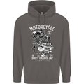 Motorcycle Dirty Garage Motorcycle Biker Mens 80% Cotton Hoodie Charcoal