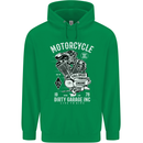 Motorcycle Dirty Garage Motorcycle Biker Mens 80% Cotton Hoodie Irish Green