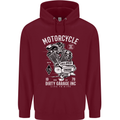 Motorcycle Dirty Garage Motorcycle Biker Mens 80% Cotton Hoodie Maroon