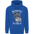 Motorcycle Dirty Garage Motorcycle Biker Mens 80% Cotton Hoodie Royal Blue