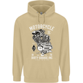 Motorcycle Dirty Garage Motorcycle Biker Mens 80% Cotton Hoodie Sand
