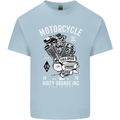 Motorcycle Dirty Garage Motorcycle Biker Mens Cotton T-Shirt Tee Top Light Blue