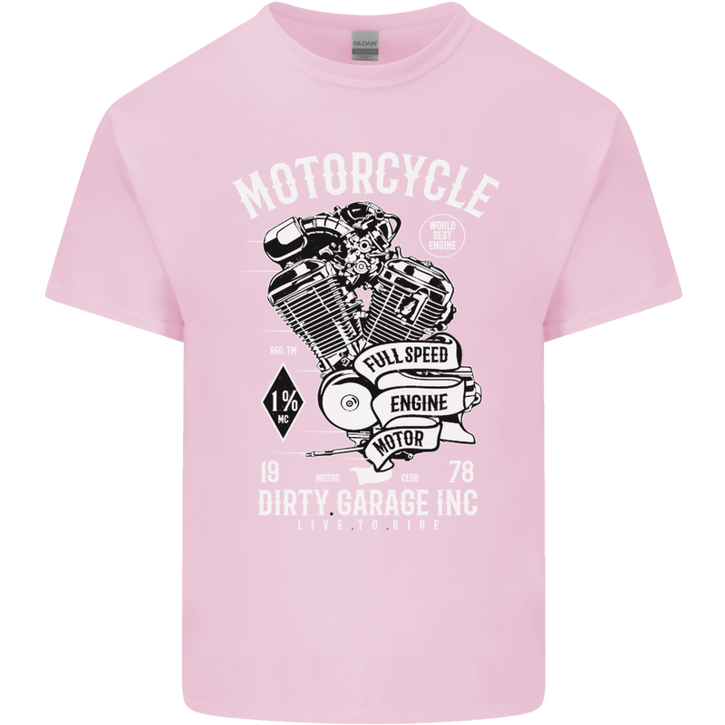 Motorcycle Dirty Garage Motorcycle Biker Mens Cotton T-Shirt Tee Top Light Pink