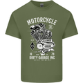 Motorcycle Dirty Garage Motorcycle Biker Mens Cotton T-Shirt Tee Top Military Green