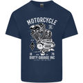 Motorcycle Dirty Garage Motorcycle Biker Mens Cotton T-Shirt Tee Top Navy Blue