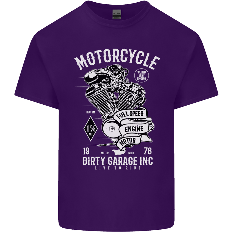 Motorcycle Dirty Garage Motorcycle Biker Mens Cotton T-Shirt Tee Top Purple