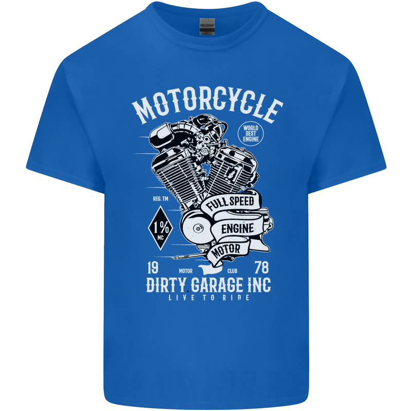 Motorcycle Dirty Garage Motorcycle Biker Mens Cotton T-Shirt Tee Top Royal Blue