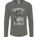 Motorcycle Dirty Garage Motorcycle Biker Mens Long Sleeve T-Shirt Charcoal