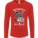Motorcycle Dirty Garage Motorcycle Biker Mens Long Sleeve T-Shirt Red