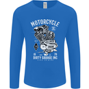 Motorcycle Dirty Garage Motorcycle Biker Mens Long Sleeve T-Shirt Royal Blue