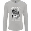 Motorcycle Dirty Garage Motorcycle Biker Mens Long Sleeve T-Shirt Sports Grey