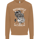 Motorcycle Dirty Garage Motorcycle Biker Mens Sweatshirt Jumper Caramel Latte