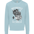 Motorcycle Dirty Garage Motorcycle Biker Mens Sweatshirt Jumper Light Blue